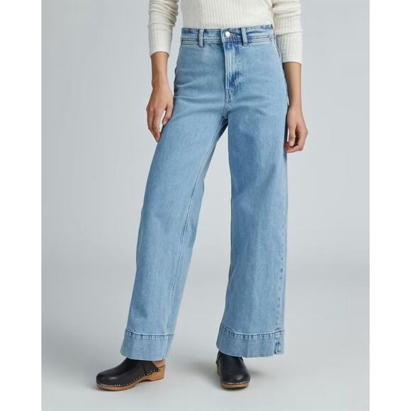 Everlane Denim - Everlane The Mariner Jean Wide Leg High Rise Light Indigo Denim 33 NWT Coastal